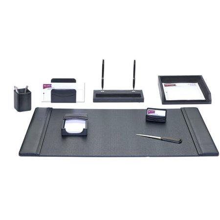 WORKSTATION Black Leather 8-Piece Desk Set, 8PK TH758610